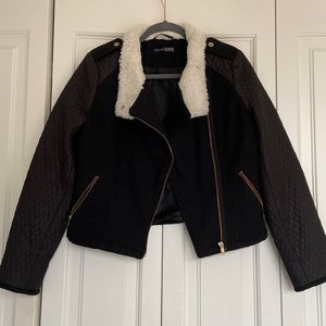 Black Jacket with Fur Trimming